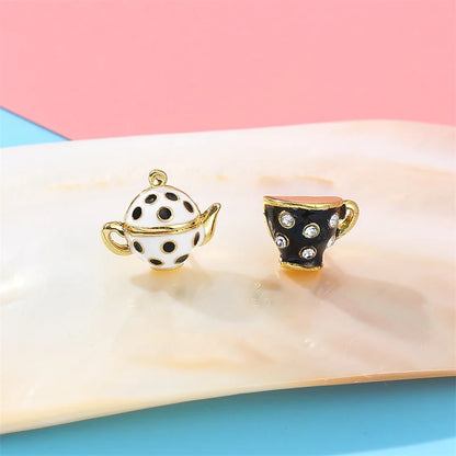 Collier Pendentif Tasse Thé Émail Fait Main - Chaîne Longue Pull Bohème