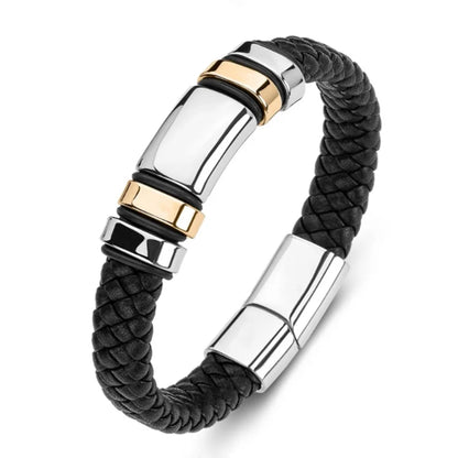 Bracelet Cuir Classique Homme – Boucle Magnétique Métal Casual Chic