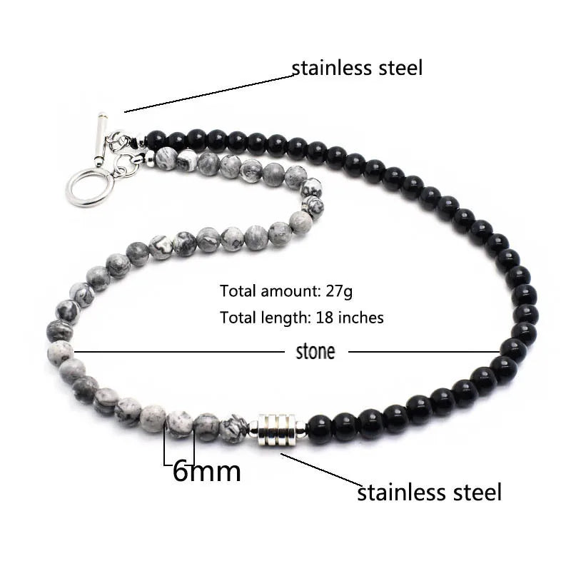 Collier Homme Acier Inoxydable Œil de Tigre Pierre Carte - Pendentif Titanium Bicolore Street