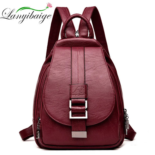 Sac à Dos Femme Cuir Designer 2025 - Backpack Rétro École Voyage Filles
