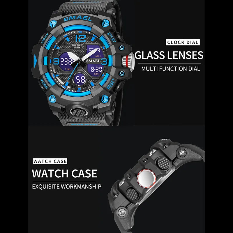 Montre Sport Militaire Homme LED - Alarme Chronomètre Étanche Dual Time