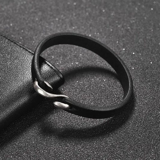 Bracelet Cuir Véritable Homme – Manchette Rétro Crochet Classique