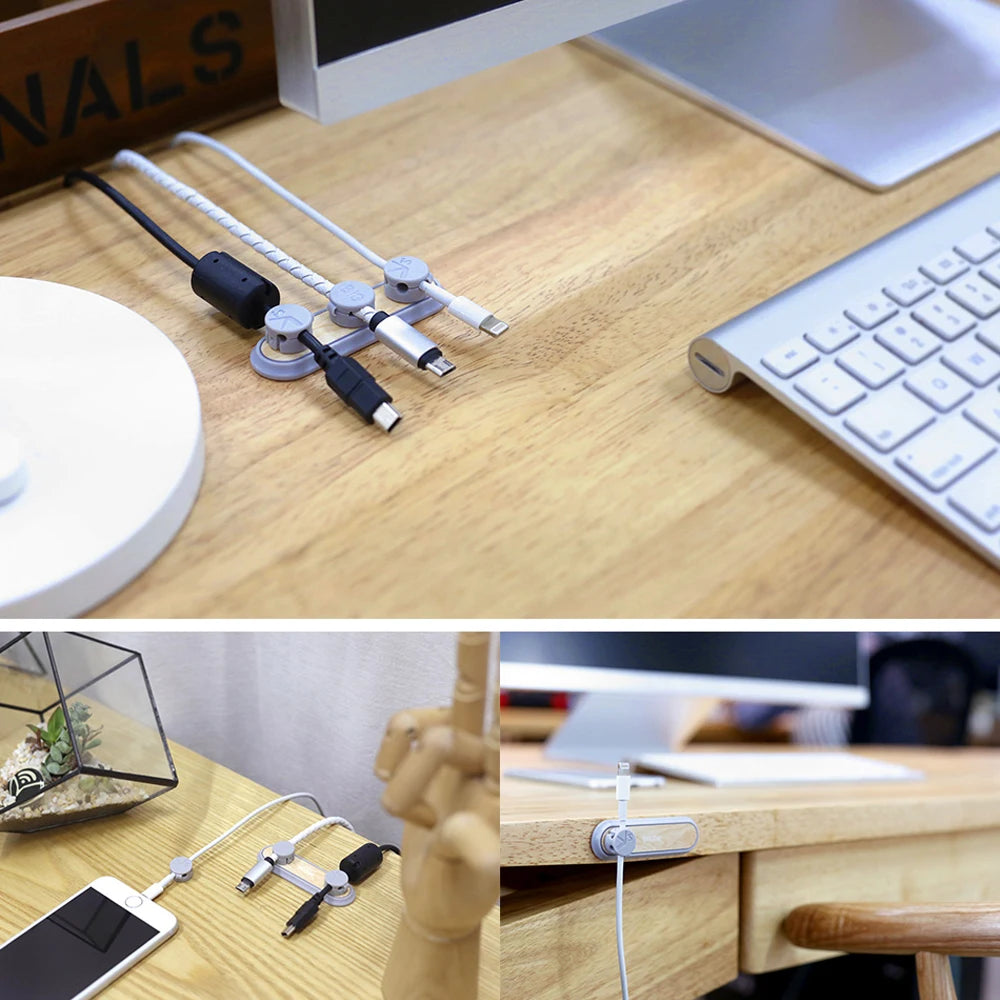 Organisateur Câbles Magnétique VAORLO - Clips Range-Câbles USB Silicone Bureau