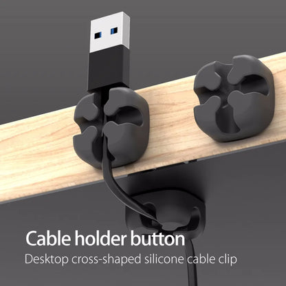 Organisateur Câbles Magnétique VAORLO - Clips Range-Câbles USB Silicone Bureau