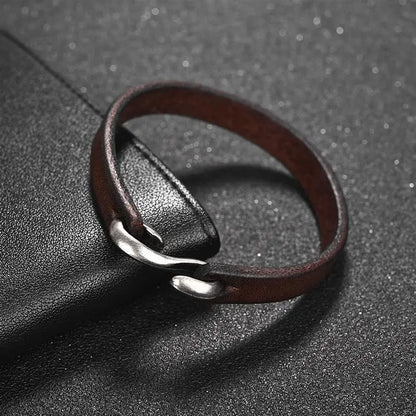 Bracelet Cuir Véritable Homme – Manchette Rétro Crochet Classique