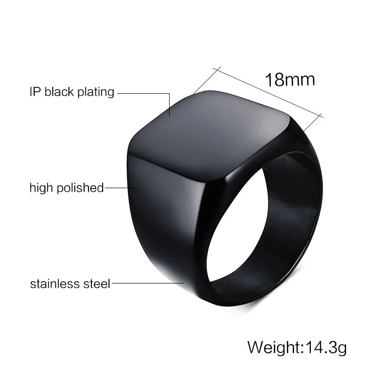 Bague Homme Punk Rock Vnox Noire - Chevalière Fashion Individuelle Soirée Bijoux