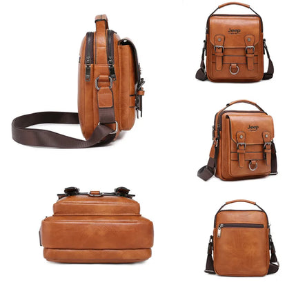 Sac Bandoulière Homme JEEP BULUO Multifonction - Messenger Cuir Business Grande Capacité