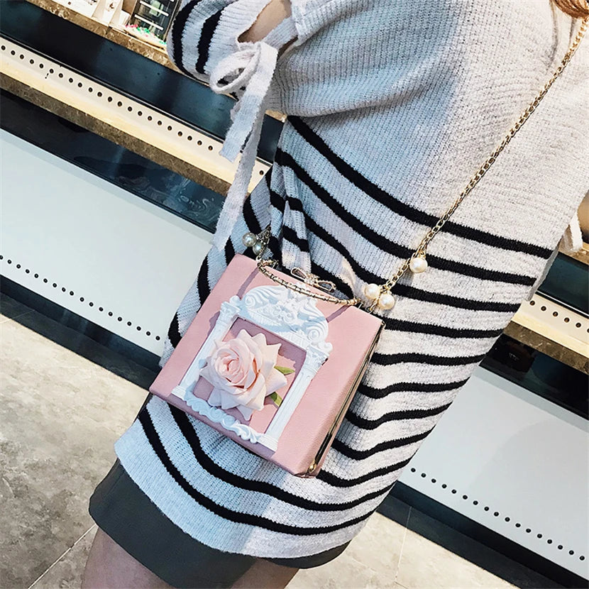 Sac Bandoulière Femme Fleurs Luxe 2025 - Crossbody Designer Clutch Cuir