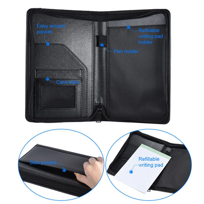 Portfolio d'Affaires A5 Cuir PU - Porte-Documents avec Porte-Cartes et Bloc-Notes