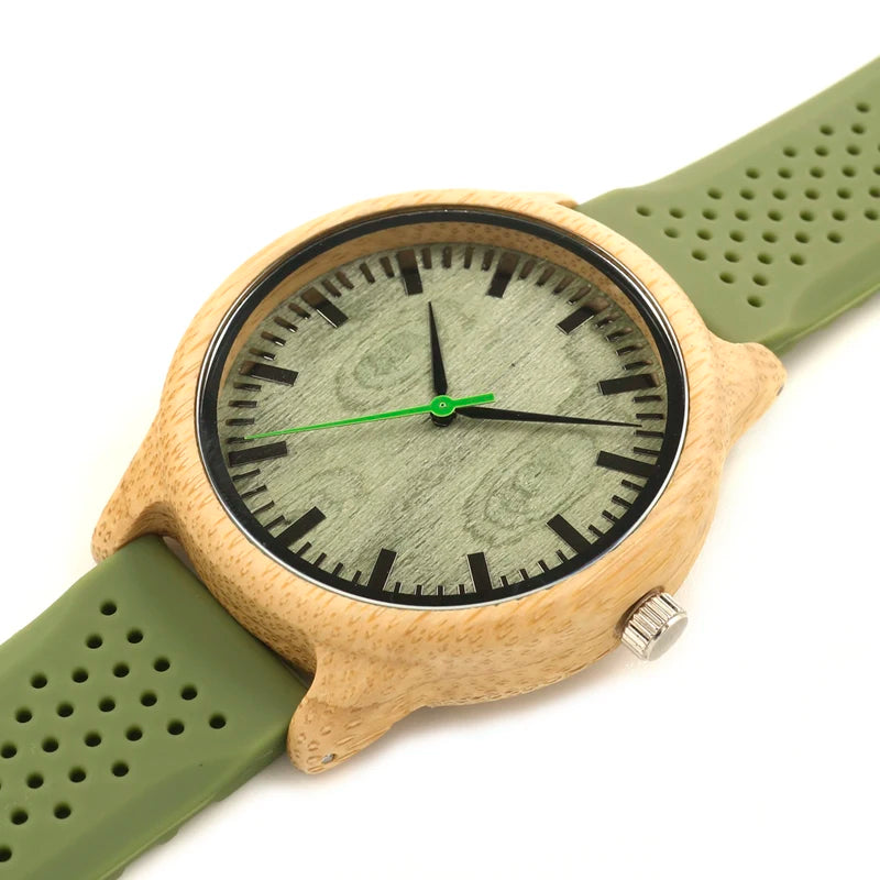 Montre Femme BOBO BIRD Bambou Bois - Montre Quartz Écologique Silicone Casual