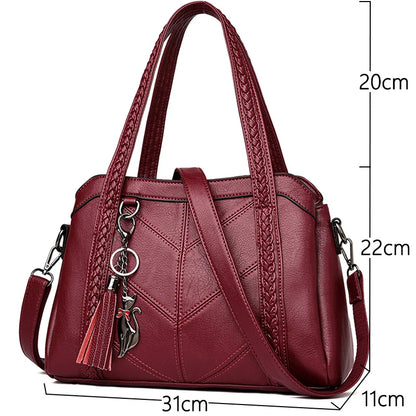 Sac Bandoulière Femme Cuir Vintage - Tote Bag Casual Rétro Élégant