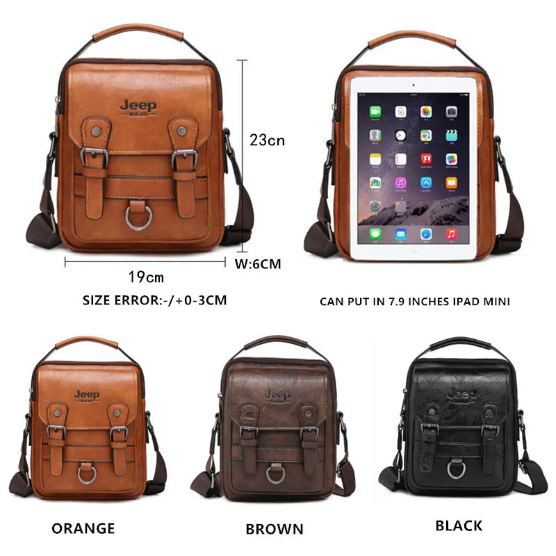 Sac Bandoulière Homme JEEP BULUO Multifonction - Messenger Cuir Business Grande Capacité