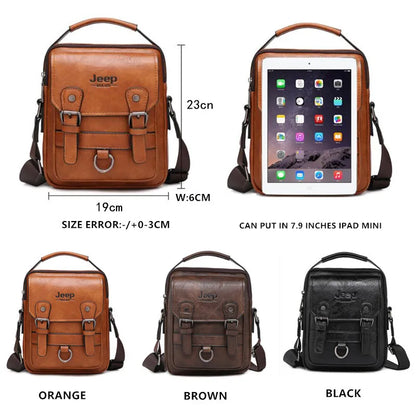 Sac Bandoulière Homme JEEP BULUO Multifonction - Messenger Cuir Business Grande Capacité