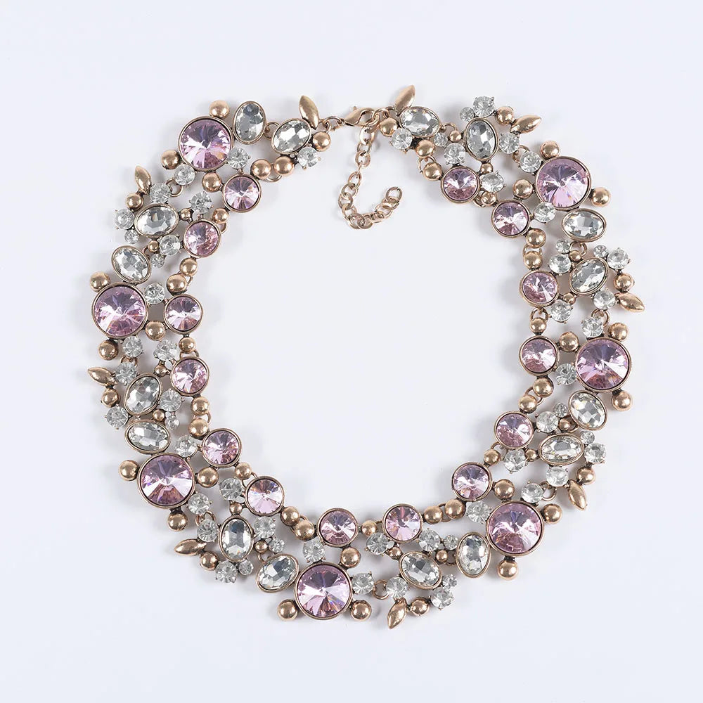 Ensemble Collier Ras-du-Cou Indien Vintage Perles Cristaux + Boucles d'Oreilles – Bohème Ethnique Femme