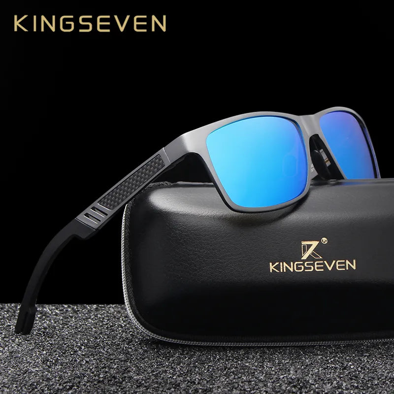 Lunettes Soleil Polarisées KINGSEVEN Homme - Aluminium Magnésium Rectangle Conduite UV400