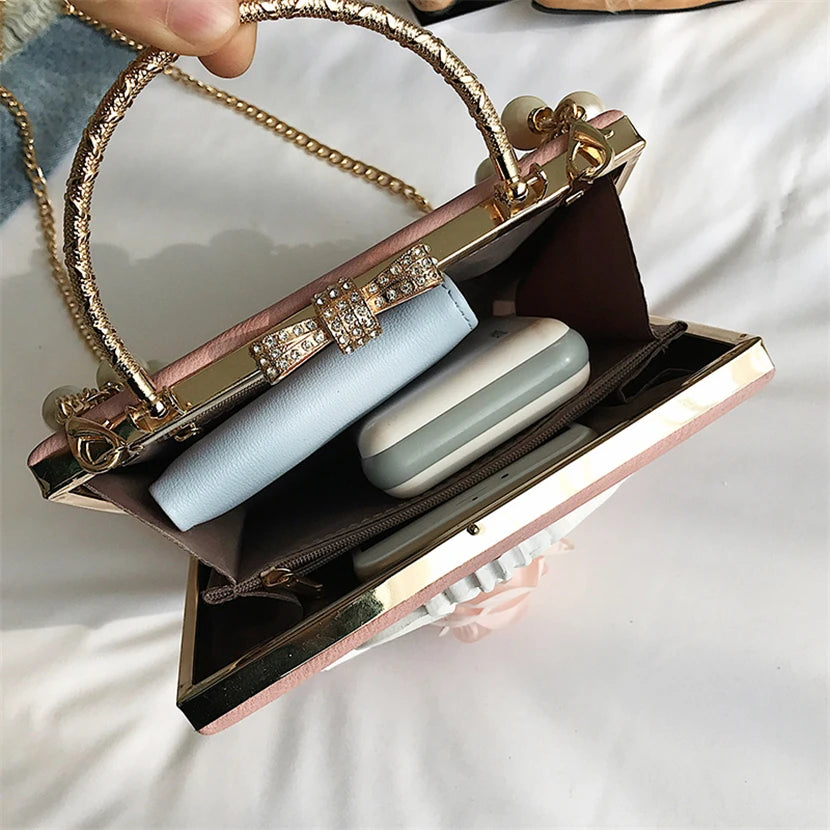 Sac Bandoulière Femme Fleurs Luxe 2025 - Crossbody Designer Clutch Cuir