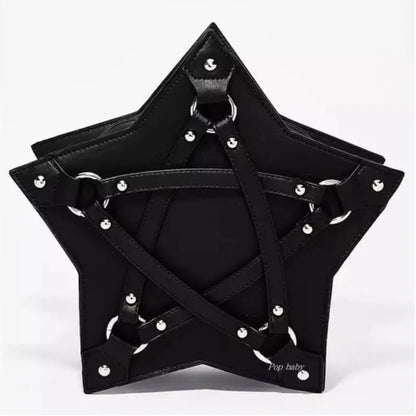 Sac Pentagramme Gothique JIEROTYX Cuir - Bandoulière Dark Punk Designer Unisexe Noir