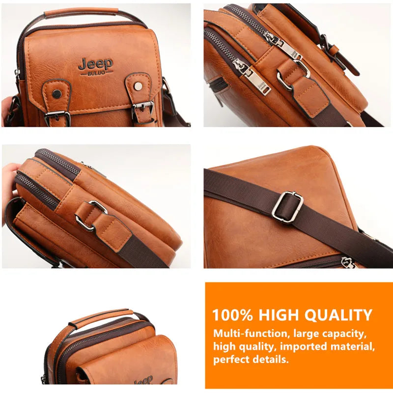 Sac Bandoulière Homme JEEP BULUO Multifonction - Messenger Cuir Business Grande Capacité