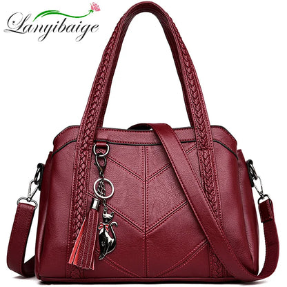 Sac Bandoulière Femme Cuir Vintage - Tote Bag Casual Rétro Élégant
