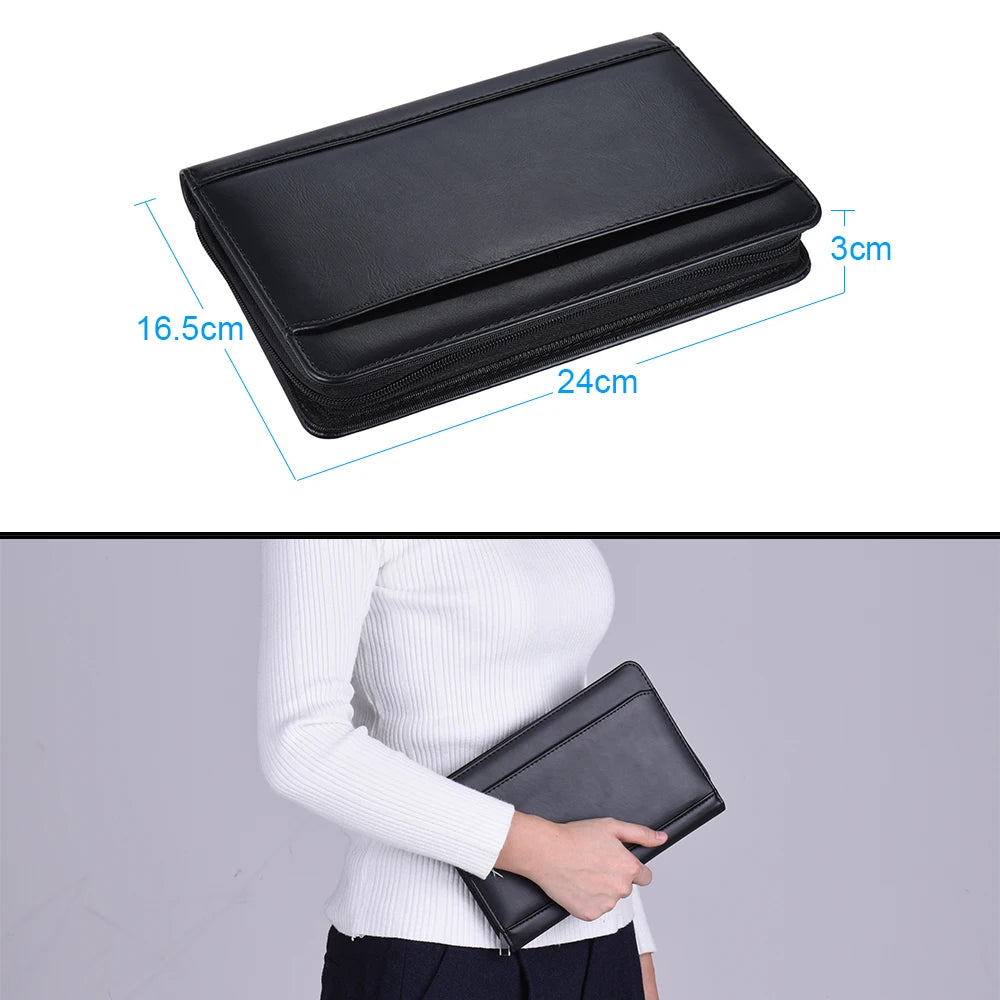 Portfolio d'Affaires A5 Cuir PU - Porte-Documents avec Porte-Cartes et Bloc-Notes