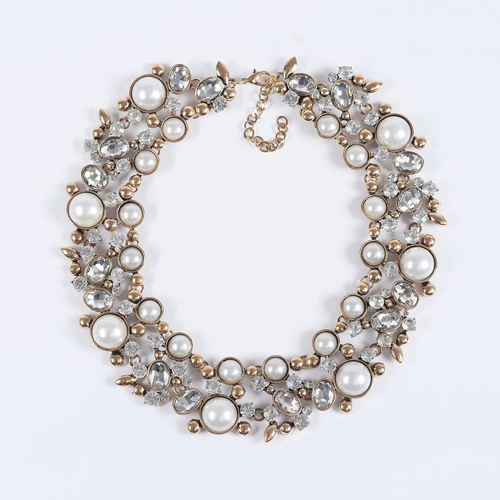 Ensemble Collier Ras-du-Cou Indien Vintage Perles Cristaux + Boucles d'Oreilles – Bohème Ethnique Femme