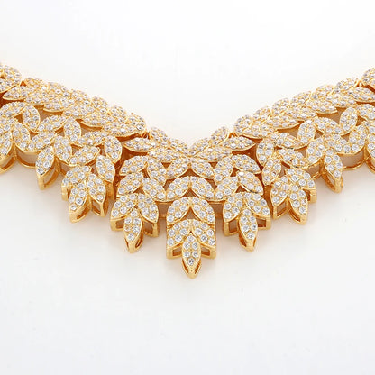 Ensemble Bijoux Mariage Hadiyana Zircone Cubique - Parure Luxe Mariée Collier Boucles Or