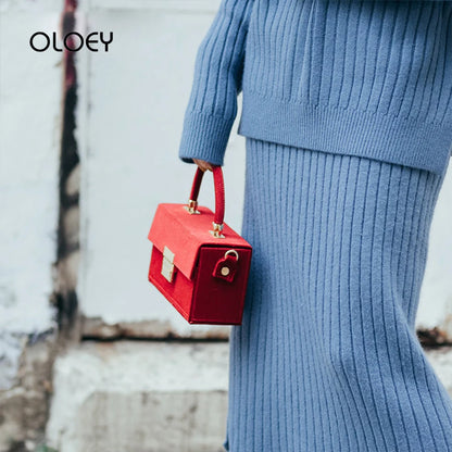 Sac à Main Femme Velours Côtelé Rouge Vin 2025 - Box Bag Luxe Designer