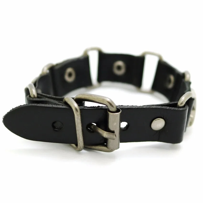 Bracelet Cuir Rétro Punk Croix - Chaîne Argent Tibétain Unisexe