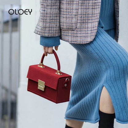 Sac à Main Femme Velours Côtelé Rouge Vin 2025 - Box Bag Luxe Designer