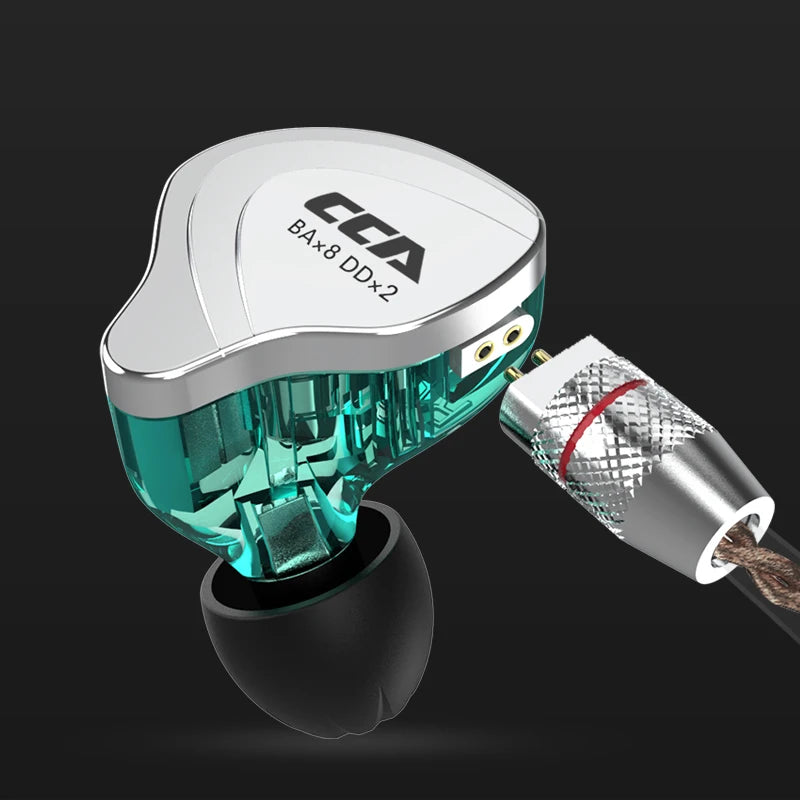 Écouteurs CCA C10 Hybrides 4BA+1DD - Intra-Auriculaires HiFi avec Réduction de Bruit Active