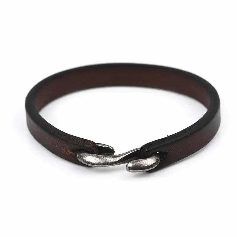 Bracelet Cuir Véritable Homme – Manchette Rétro Crochet Classique