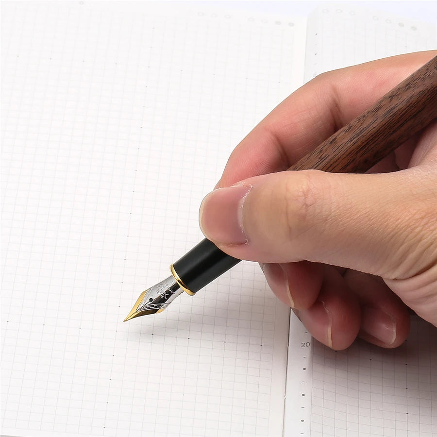 Stylo Plume Jinhao 8802 Luxe Dragon Or - Bois Rétro Signature Bureau Fournitures Scolaires