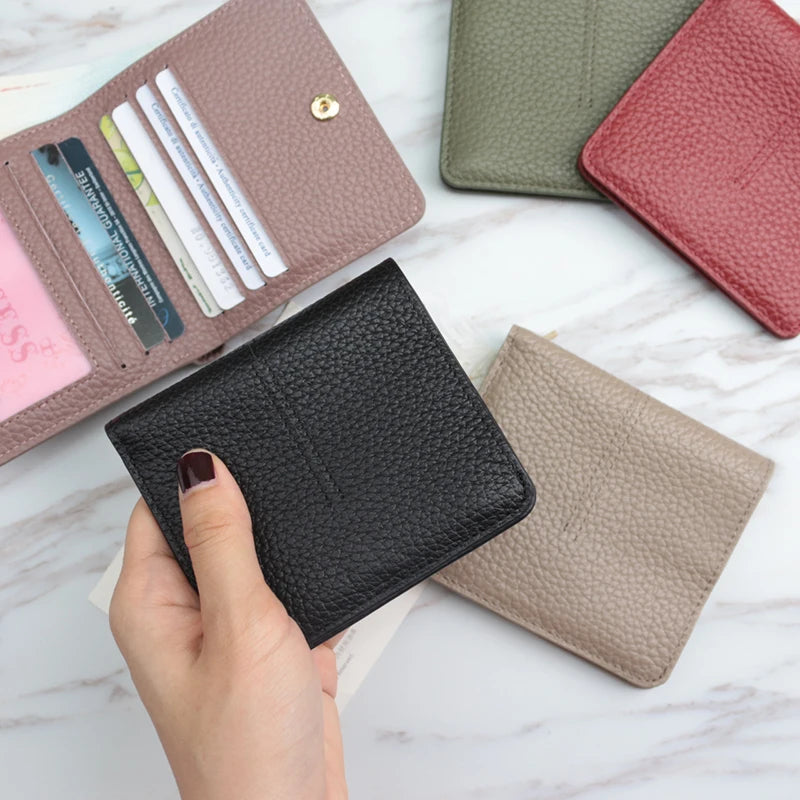 Porte-Cartes Cuir Véritable Femme Slim - Portefeuille Ultra-Mince Porte-Monnaie Cuir Vache