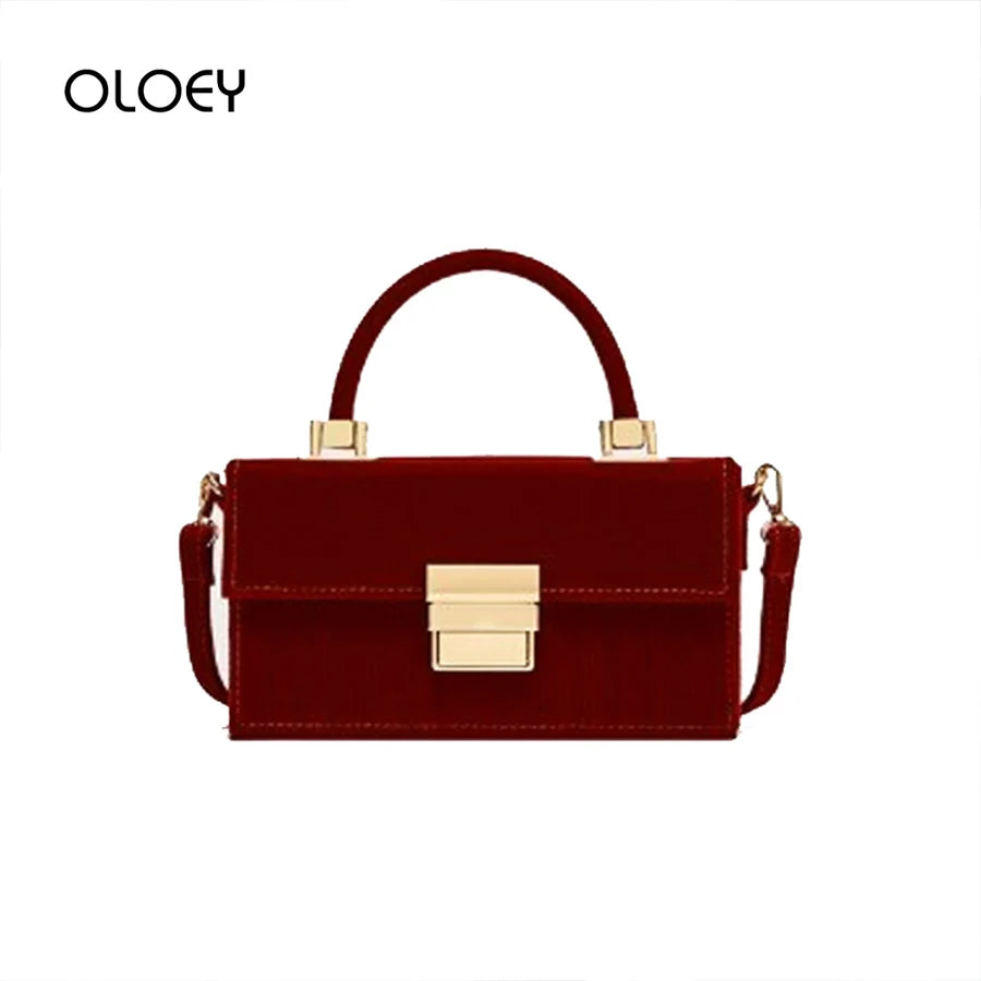 Sac à Main Femme Velours Côtelé Rouge Vin 2025 - Box Bag Luxe Designer
