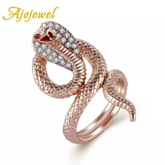 Bague Serpent Cobra CZ Cristal - Bijou Femme Animal Original - Cadeau Unique