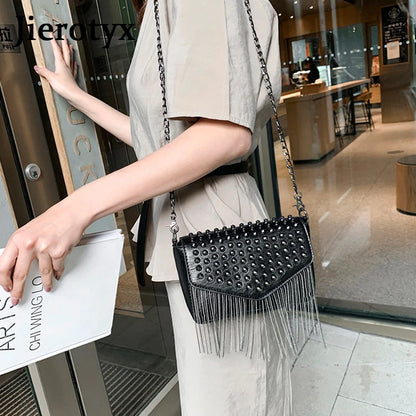 Mini Sac Bandoulière Femme Chaîne Pompons Diamants - Crossbody Fashion Noir