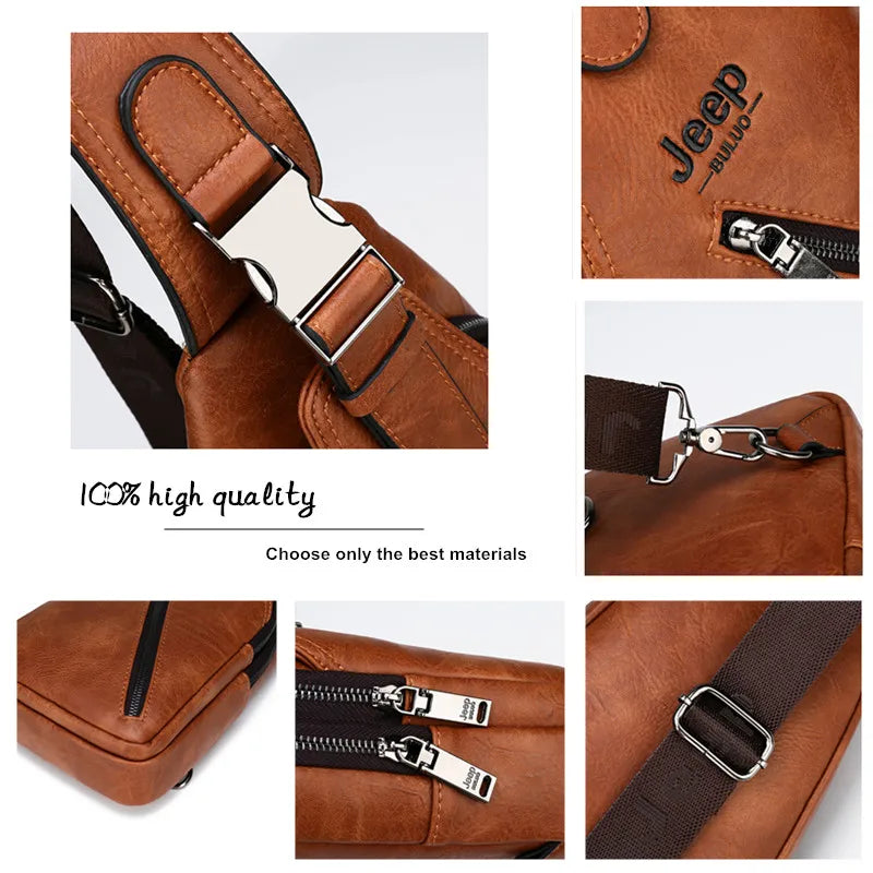 Sac Bandoulière Homme Cuir JEEPBULUO - Sacoche Poitrine Crossbody Premium