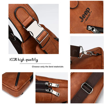 Sac Bandoulière Homme Cuir JEEPBULUO - Sacoche Poitrine Crossbody Premium