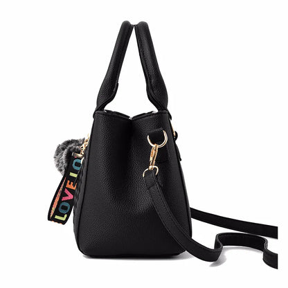 Sac Messenger Femme Broderie Cuir Pompon - Sac à Main Bandoulière Élégant