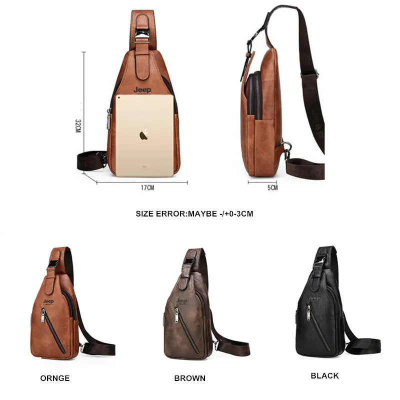 Sac Bandoulière Homme Cuir JEEPBULUO - Sacoche Poitrine Crossbody Premium
