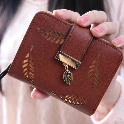 Portefeuille Femme Cuir PU Court Noir - Wallet Compact Porte-Monnaie Lady