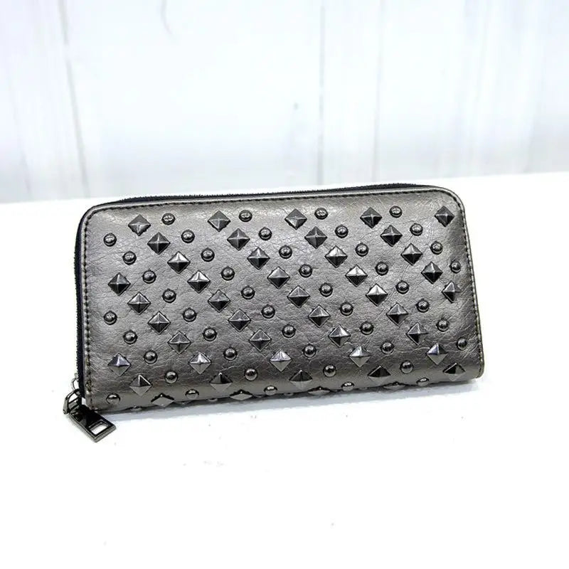Portefeuille Femme Luxe Rivet Designer - Wallet Cuir Billetera Mujer Argent
