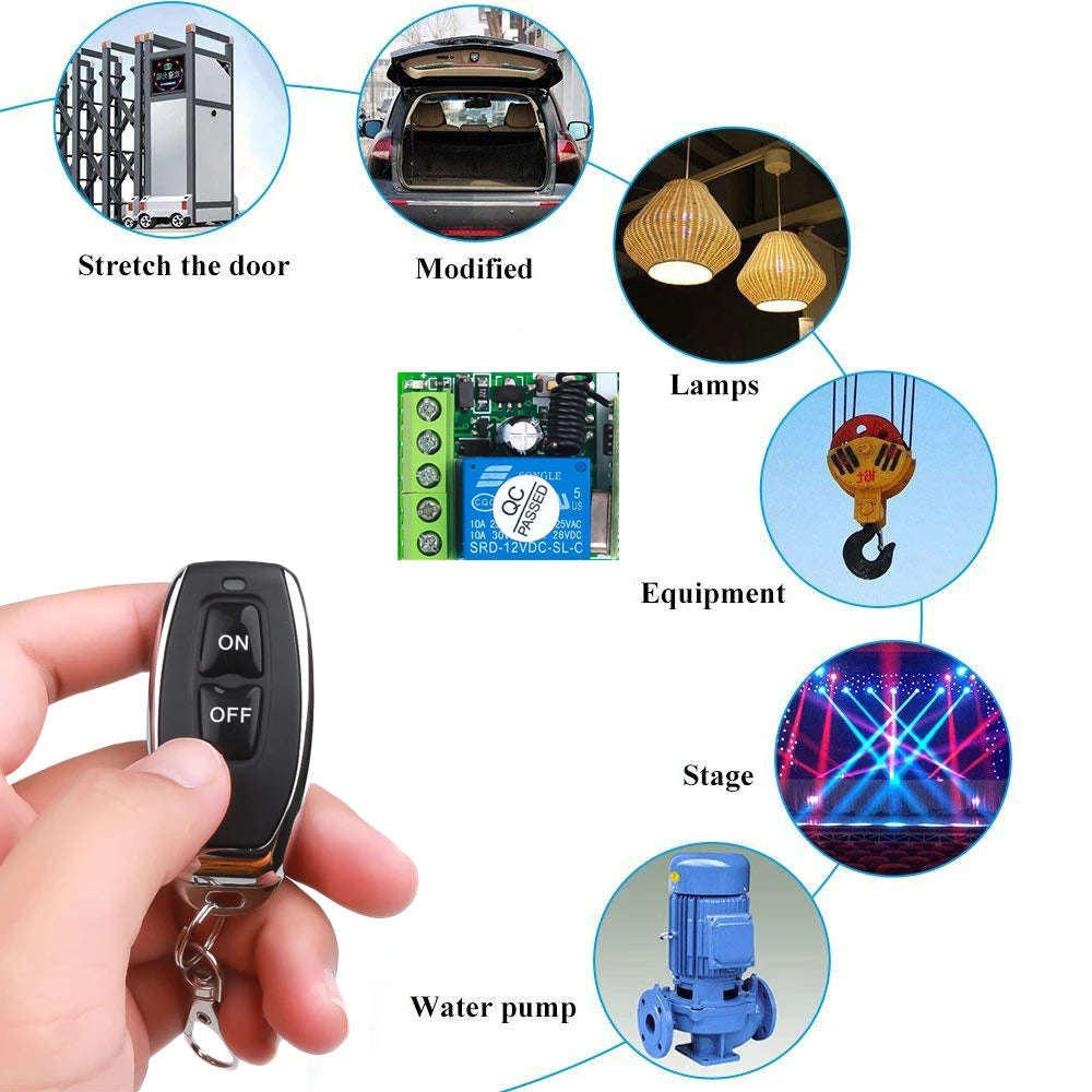 Télécommande RF Sans Fil 433MHz DC12V 10A - Interrupteur Relais 1 Canal LED Domotique