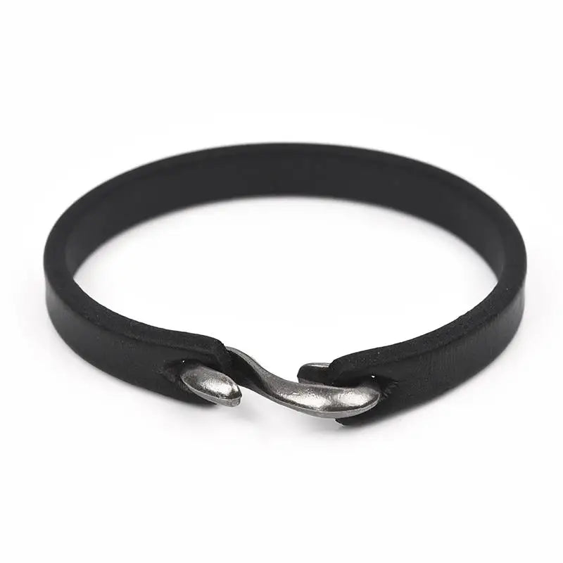 Bracelet Cuir Véritable Homme – Manchette Rétro Crochet Classique