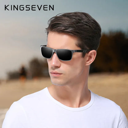 Lunettes Soleil Polarisées KINGSEVEN Homme - Aluminium Magnésium Rectangle Conduite UV400