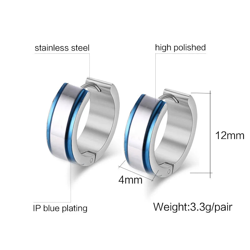Boucles Oreilles Créoles Acier Inoxydable VNOX Petites - Hoop Earrings Femme Homme Unisexe