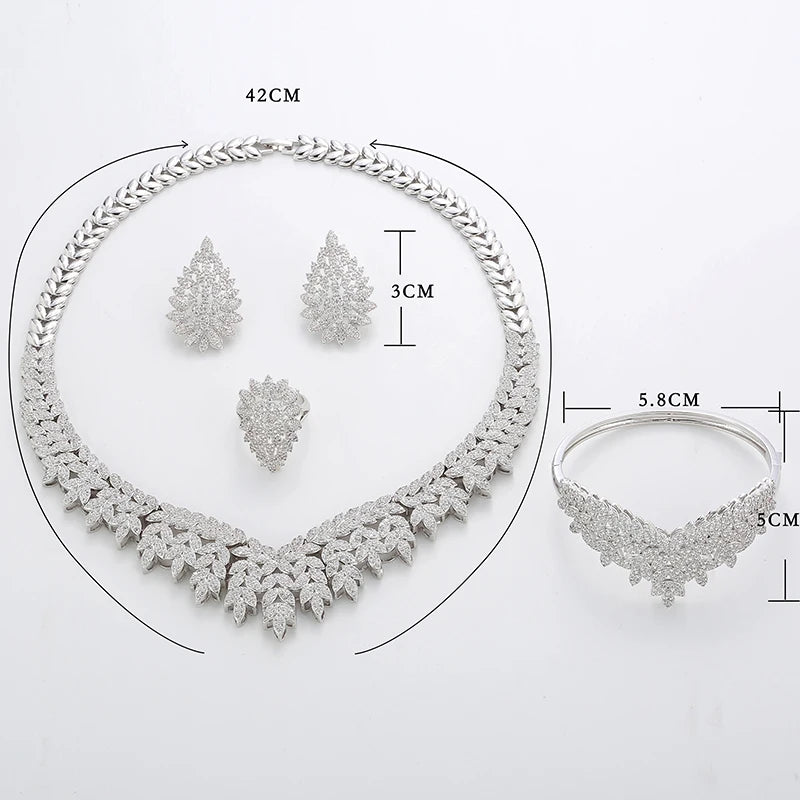 Ensemble Bijoux Mariage Hadiyana Zircone Cubique - Parure Luxe Mariée Collier Boucles Or