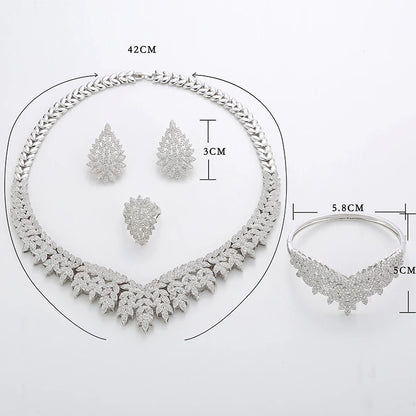Ensemble Bijoux Mariage Hadiyana Zircone Cubique - Parure Luxe Mariée Collier Boucles Or