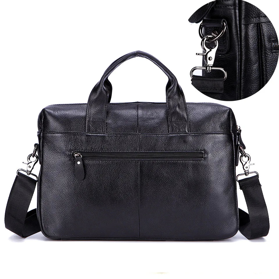 Sac Porte-Documents Homme Cuir Véritable 14" - Mallette Business Laptop Voyage Professionnel