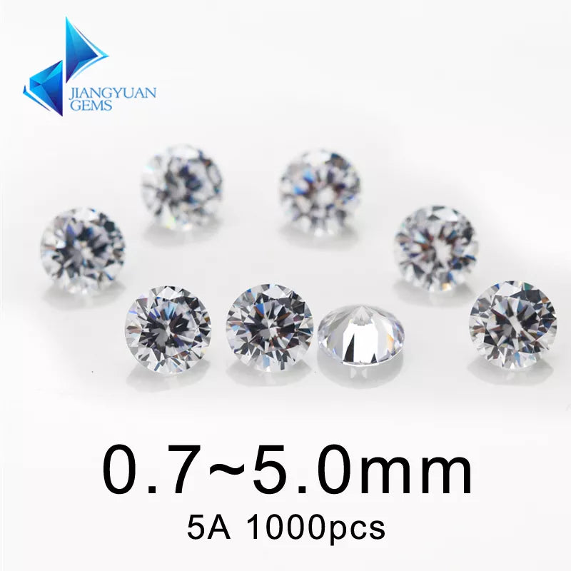 Lot 1000 Pierres Zircone Cubique AAAAA Blanches 0.8mm - Rondes Loose CZ Bijoux DIY